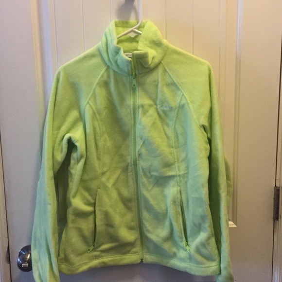 Ladies bright lime green Columbia fleece jacket